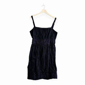 Philosophy di Alberta Ferretti Black Cotton Pleated Midi‎ Dress,  Size 10